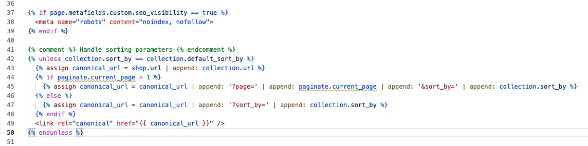 SEMrush Site Audit interface showing canonical chain issues specific to Shopify