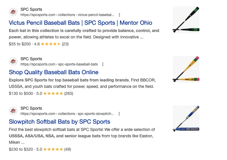 Example of structured data creating rich snippets in search results*
